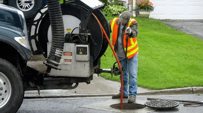 Technician using specialized drainage equipment for sewer line cleaning and foundation protection in Savannah, GA